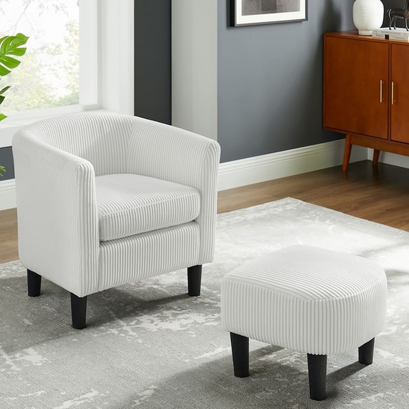 Corduroy Single Sofa Chair with Ottoman Foot Rest