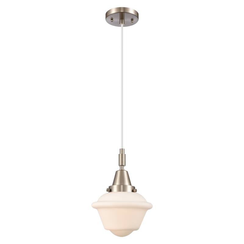 Innovations Lighting Downtown Urban - Caden Oxford - 1 Light 7" Cord Hung Mini Pendant - Matte White Shade/Brushed Satin Nickel