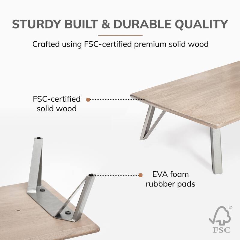 Jani Wood Monitor Stand Riser Desk - Ergonomic Design Stand, Desktop Organizer Table for Home, Office Workspace, Gaming Desk