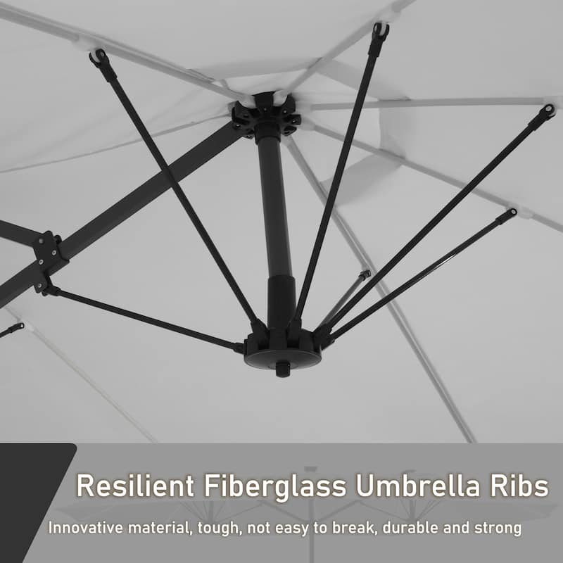 15ft Double-Sided Patio Umbrella with Lights Large Outdoor Umbrella