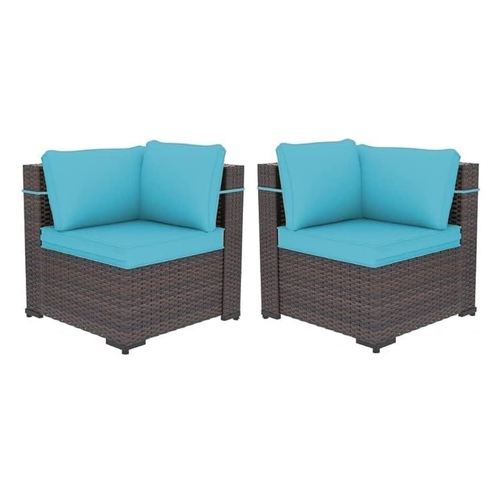 Outdoor Rattan Sectional Sofa Set, Patio Furniture Conversation Set with Fire Pit Table