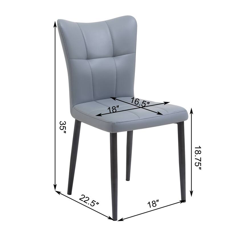 Set of 2 Kitchen & Dining Room Chairs, Modern Chairs with Upholstered Seat, High Back, Metal Legs Wingback Side Chairs