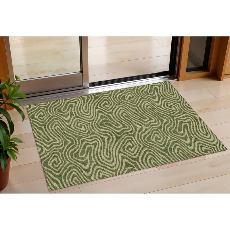 HomeRoots Abstract Transitional Rectangle Outdoor Rug - 3' x 5'