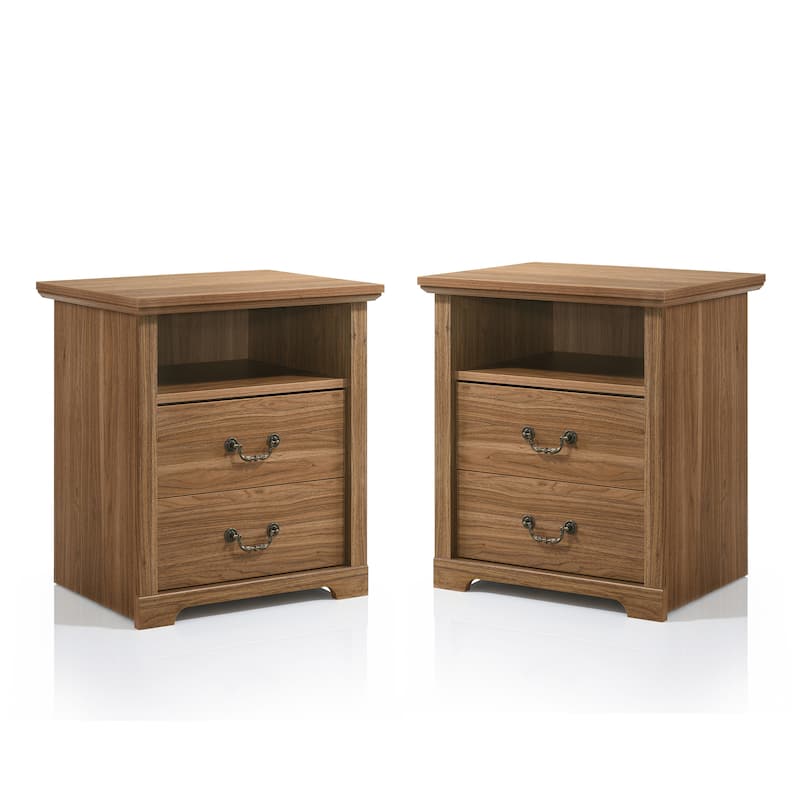 247 Shop At Home Marie 2-Drawer Set of 2 Nightstands with Open Storage Shelf