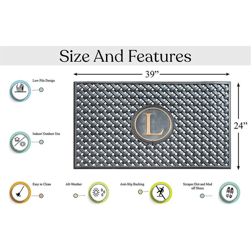 A1HC 100% Pure Rubber Monogrammed Front Door Mat 24" x39" Indoor Outdoor Doormat