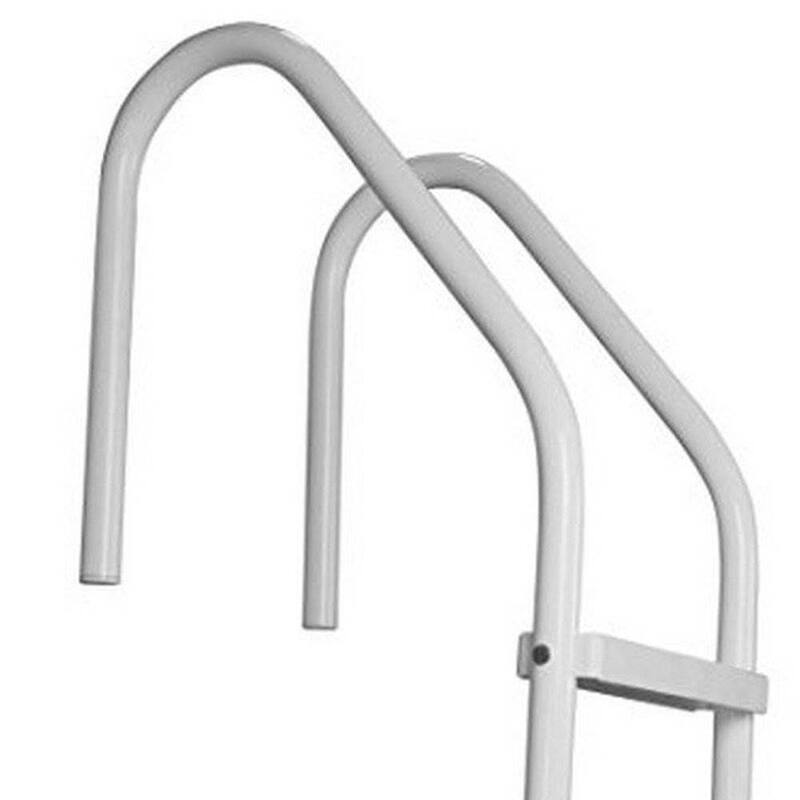 Saftron 3 Step High Impact Polymer Finish Inground Pool Ladder, White (2 Pack) - 37
