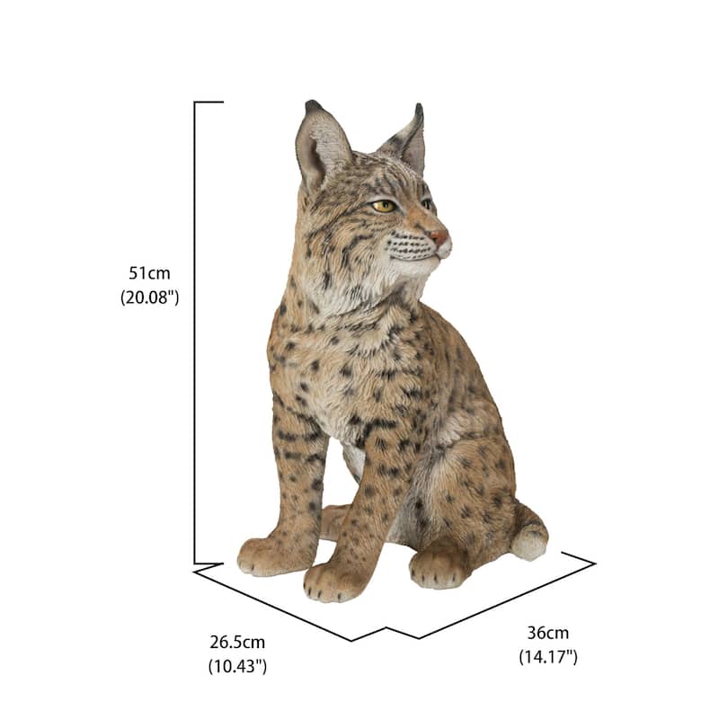 20" Sitting Bobcat Outdoor Garden Statue
