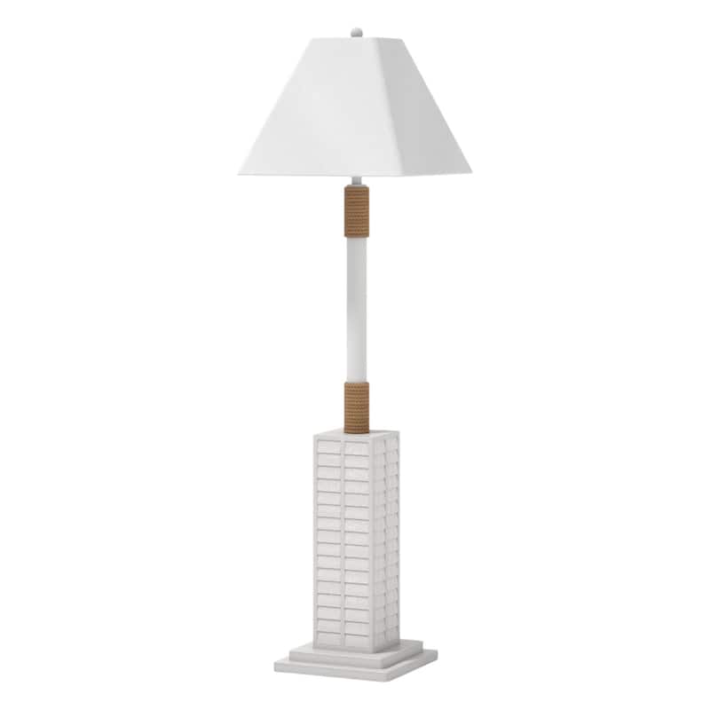 63-inch Polyresin Floor Lamp with Linen Shade and Bulb Included - 7.20” x 18” x 63” - White