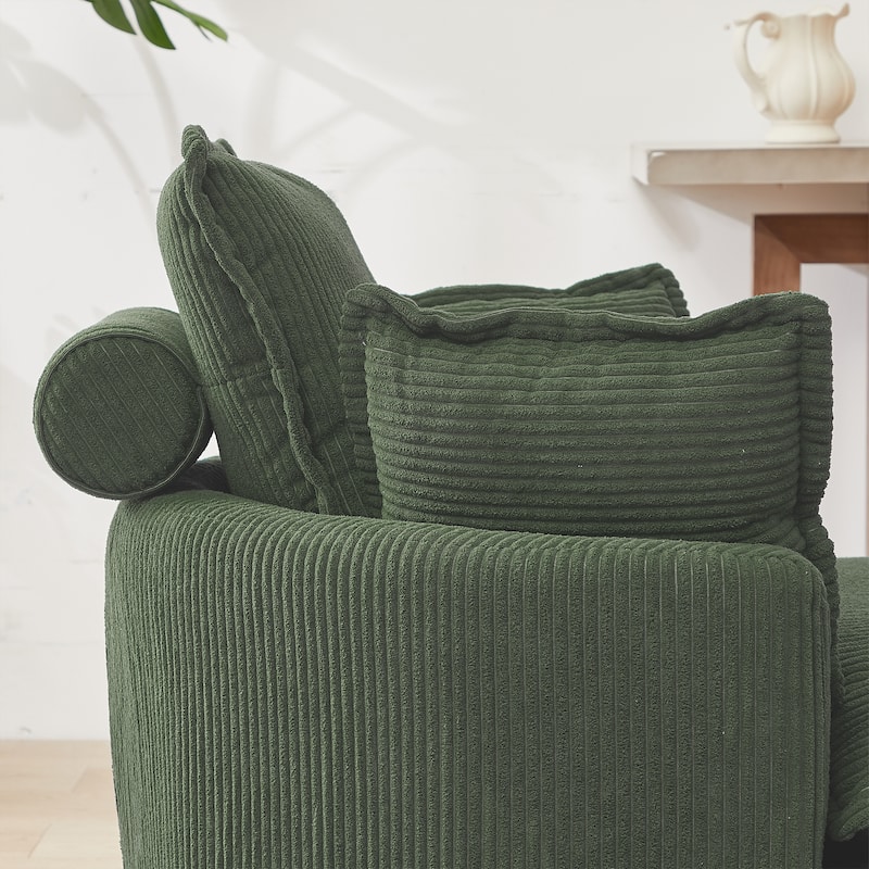 52" Upholstered Swivel Barrel Chair with Moon Storage Ottoman
