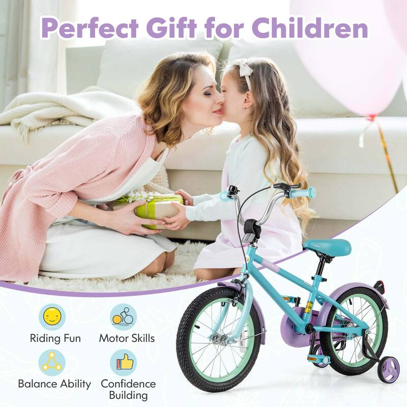 Costway 16" Kids Bike with Adjustable Saddle Handlebar Removable