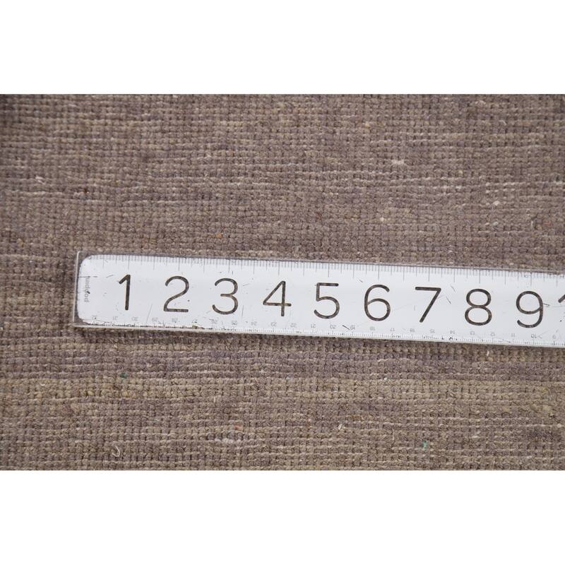 Striped Gray Blue Gabbeh Modern Area Rug Hand-Knotted Wool Carpet - 5'5"x 8'1"