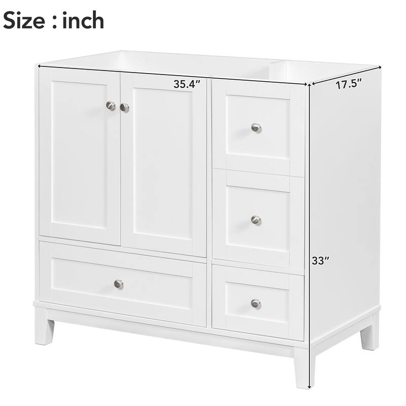 Modern 36-Inch Bathroom Vanity with USB Drawer Charging, Solid Wood Base, and Painted Finish(Sink not included) - 17.5in L