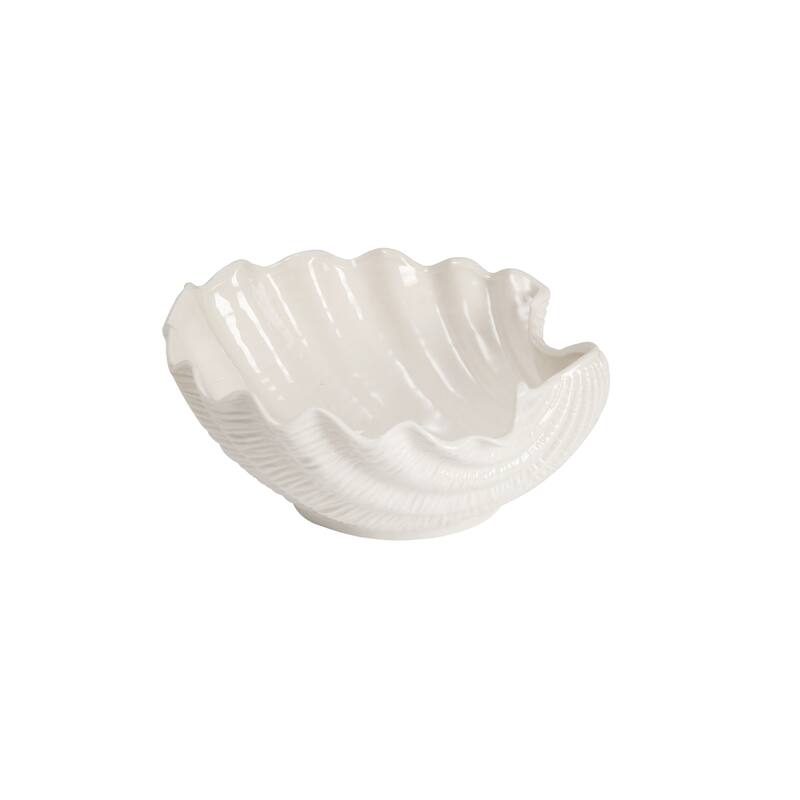 Stoneware White Shell Plate Accent Nautical Beach House Decor Decoration
