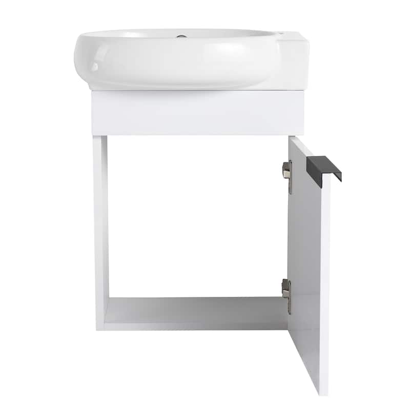 Bathroom Vanity With Sink In 16/18/23 Inch, Floating/Freestanding Bathroom Vanity With Soft Close Door