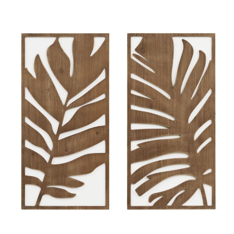 Madison Park Birch Palms Birch Botanical Two-tone Wood Panel Wall Decor Set - Monstera Leaves 2-Piece