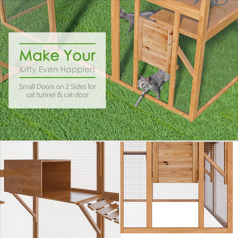 Large Outdoor Cat Enclosures with Houses, Bridges, Walks&UV Proof