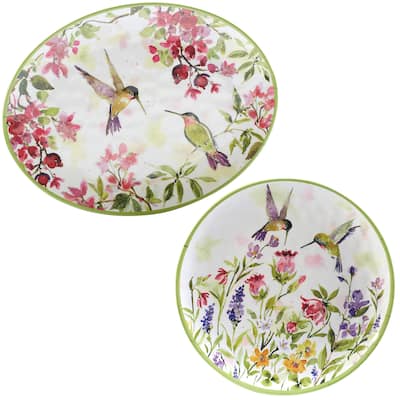 Certified International Hummingbirds Melamine 2-piece Platter Set