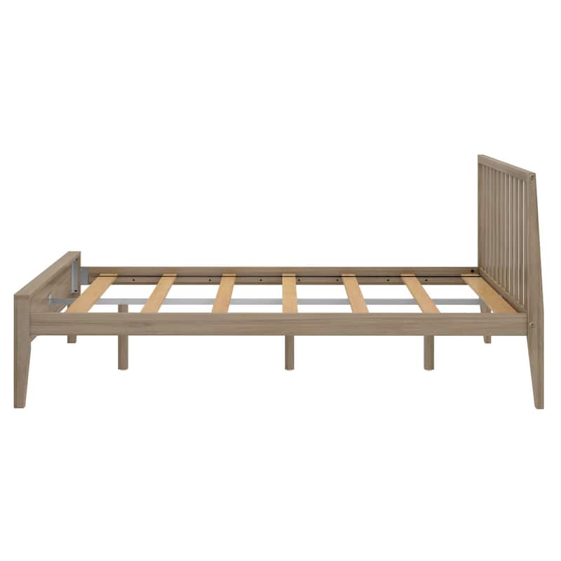 Plank and Beam Modern Queen-Size Bed with Slatted Headboard