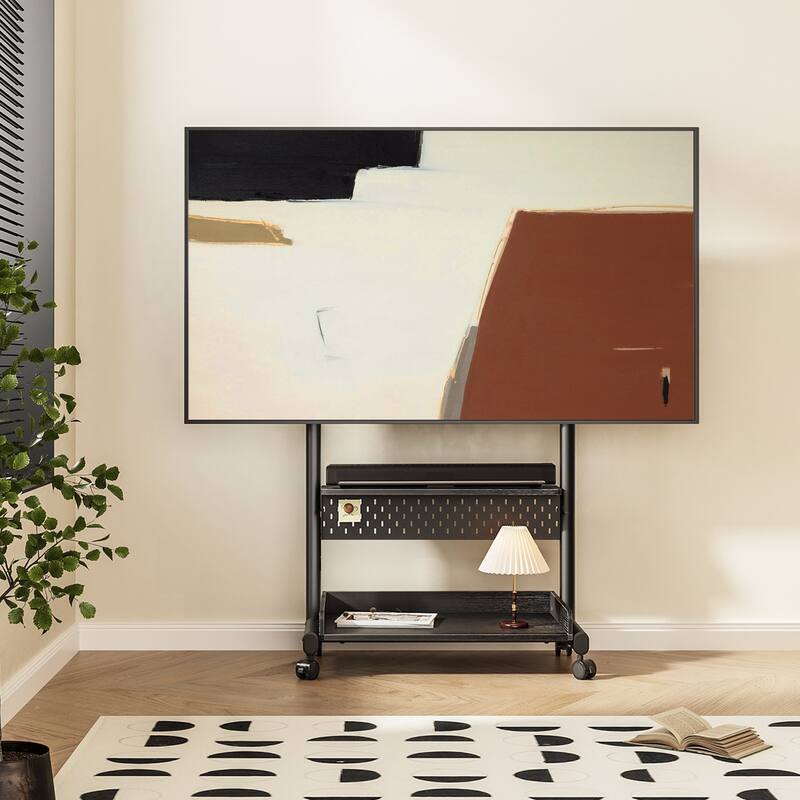 FITUEYES Mobile TV Stand Modern Storage TV Cart Mount for TVs Up to 85 Inch
