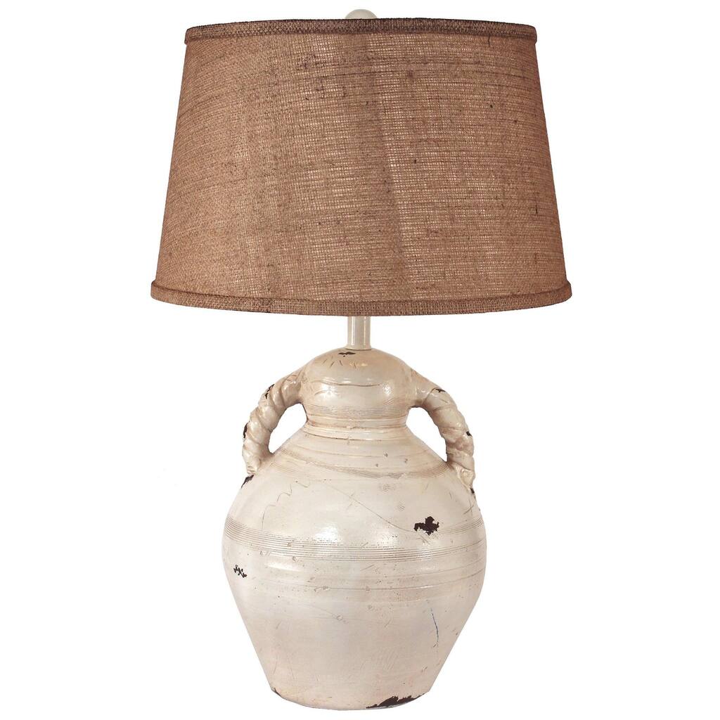 DISCONTINUED - Casual Swirl-Handle Pottery Table Lamp