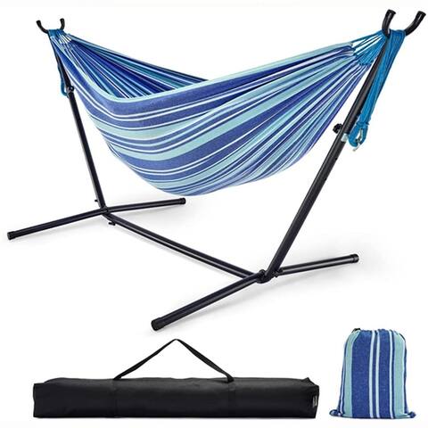 Adjustable Hammock Stand and Double Hammock, 550 LBS Capacity - 53 x 9 x 5 inches