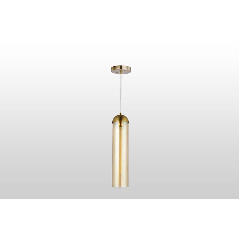 Hydra 1 - Light Single Cylinder Glass Pendant Light - Brilliant Amber
