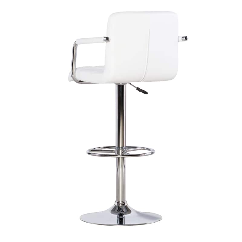 Newport Adjustable White Faux Leather Quilted Barstool