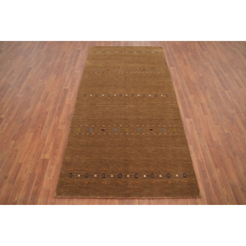 Hand Knotted Oriental 100% Wool Carpet Tribal Animal Pictorial Brown Gabbeh Area Rug - 8' 1'' X 4' 1''