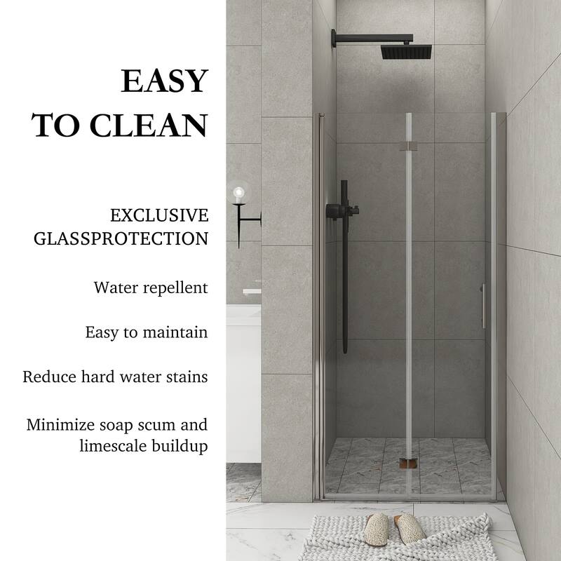 30/32/34/36 Bi-fold Semi-Frameless Shower Door with Clear Tempered Glass