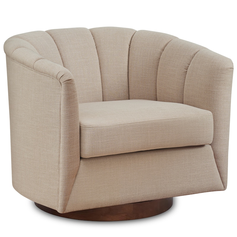 Fabric Swivel Chair with 360° Rotation, Wooden Base and 350lb Weight Capacity