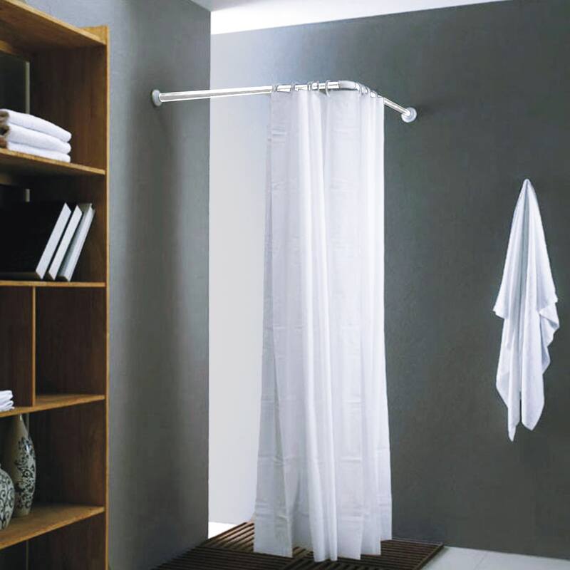 Wall Mounted Corner Shower Curtain Rod 35.4 - 35.4 Inches