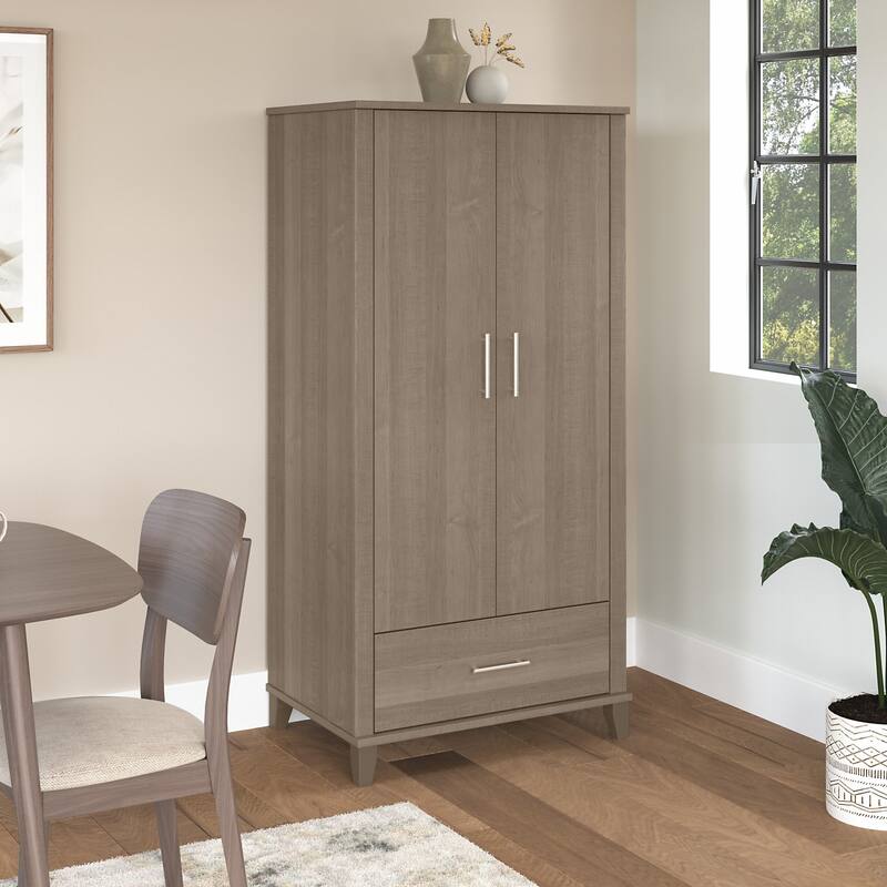 Somerset Tall Kitchen Pantry Cabinet with Drawer by Bush Furniture - Ash Gray