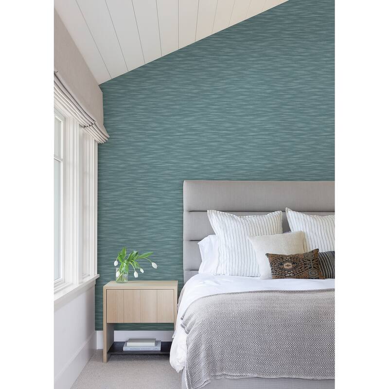 A-Street Prints Benson Dark Blue Faux Fabric Wallpaper