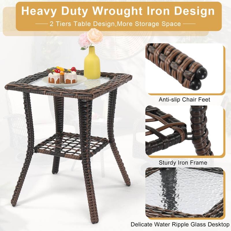 Outdoor 3PCS Wicker Swivel Conversation Set