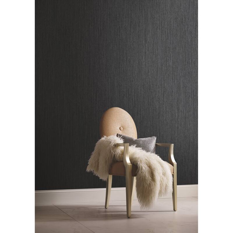 York Wallcoverings Seagrass Black & Silver Wallpaper