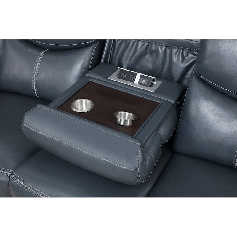 Sloane Upholstered Padded Arm Reclining Sofa Blue