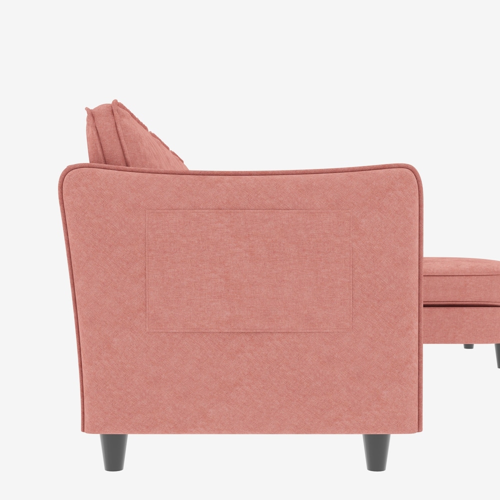 Convertible Sectional Sofa with Movable Ottoman, L-Shaped Sofa with Side Pockets, Corner 3 Seater Sofa for Living Room, Office