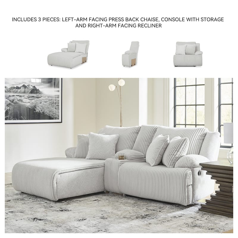 Signature Design by Ashley Top Tier 3-Piece Reclining Sectional with Chaise - 105"W x 74"D x 41"H
