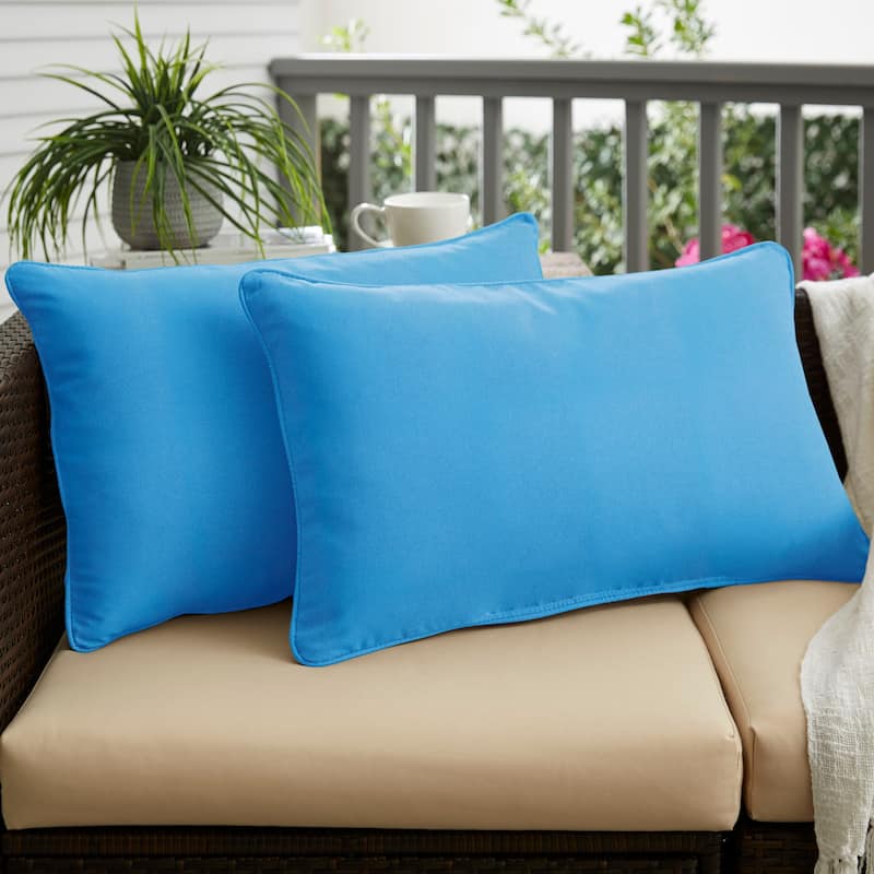 Sorra Home Sunbrella Canvas Capri Corded Indoor/ Outdoor Pillows (Set of 2) - 16 in x 26 in