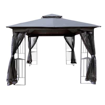 10x10 Outdoor Patio Gazebo Canopy Tent With Ventilated Double Roof And Mosquito net,Suitable for Garden & Backyard
