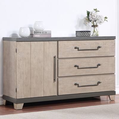 Roundhill Furniture Arbela Wood 3-Drawer Combo Dresser, Weathered Oak Finish