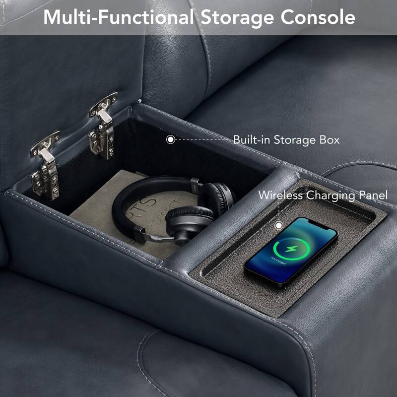 Spruce & Spring Leo Power Wall Hugger Reclining Sofa with Multi-Function Console