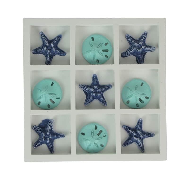 Blue Sand Dollar And Starfish Tic-Tac-Toe Game Beach-Themed Accent - 0.75 X 7.25 X 7.25 inches