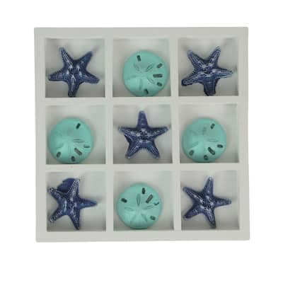 Blue Sand Dollar And Starfish Tic-Tac-Toe Game Beach-Themed Accent - 0.75 X 7.25 X 7.25 inches