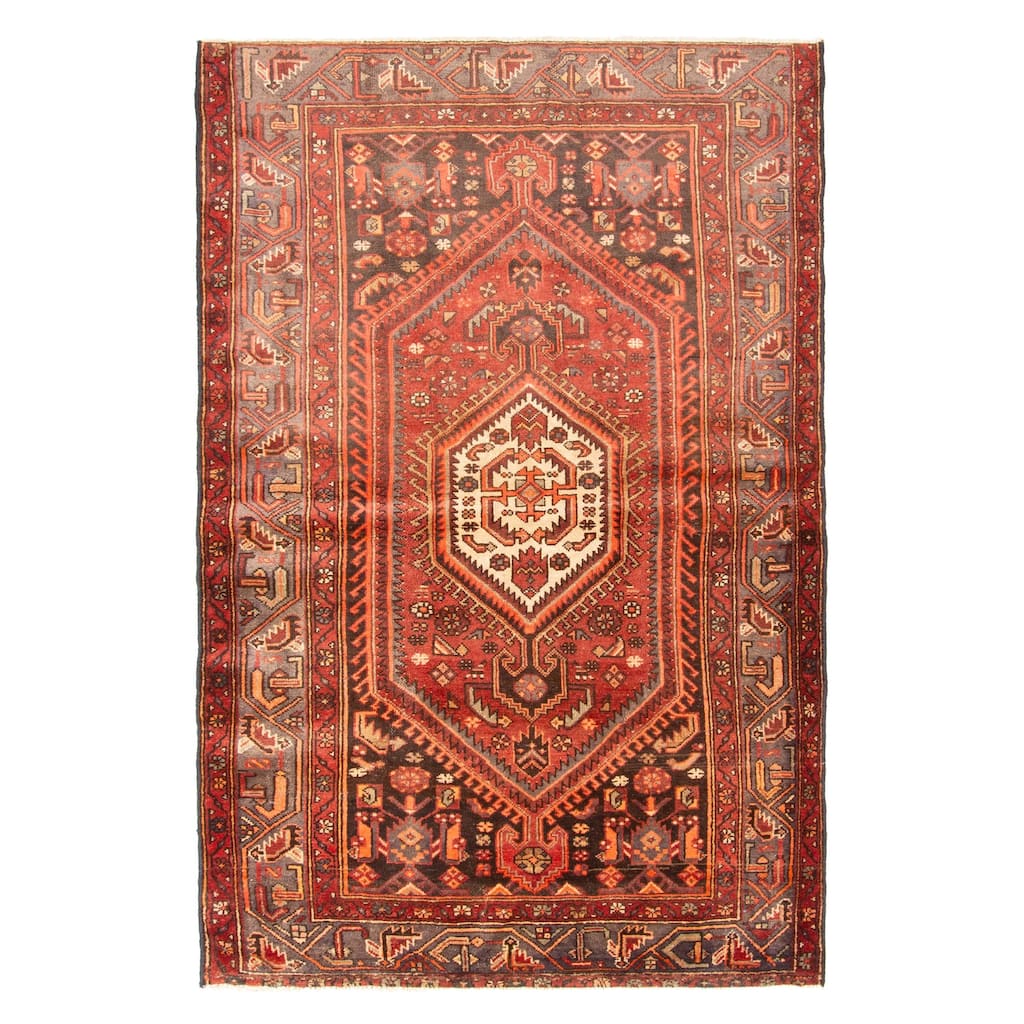 ECARPETGALLERY Hand-knotted Andelz Dark Red Wool Rug - 4'4 x 6'9