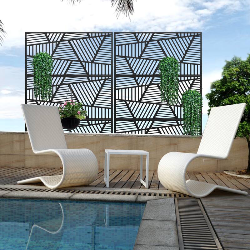 Metal Privacy Screen Wall Decoration Free Standing-6.3 ft. H X 4 ft. W