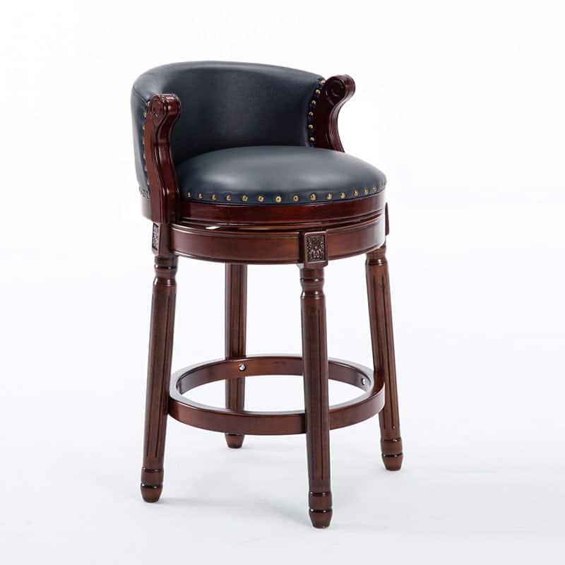 Swivel Faux Leather Barstool with Wood Frame
