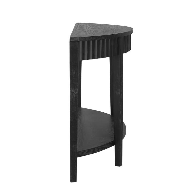 Half Moon Curved Console Table 55.1-Inch Wooden Entry Sofa Table Accent Table with Open Shelf for Living Room, Entryway