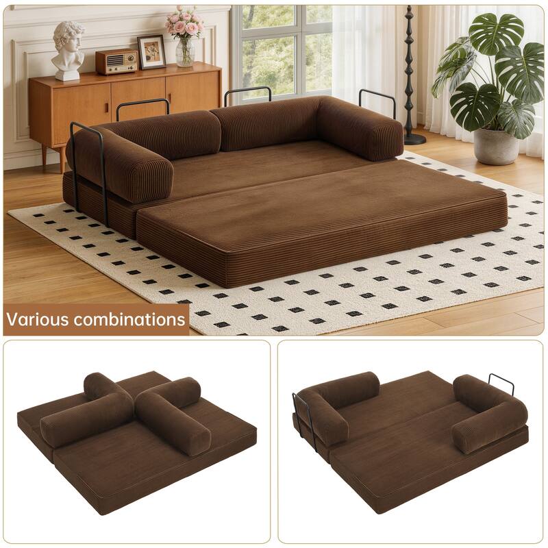 Corduroy Large Couch Convertible Floor Sofa Bed Sleeper