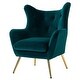preview thumbnail 55 of 141, Eusebio Tufted Velvet Accent Chair with Wingback, Arms, and Metal Gold Legs for Living Room or Bedroom by HULALA HOME
